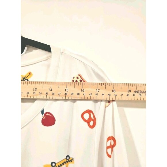 Kate Spade Apple Pretzel Car Pajamas 2 Piece Set XL Ivory Stretch Comfy - Picture 5 of 12